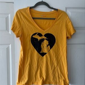 Camp David Maize V-Neck Heart Michigan Tee